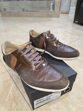 Franco Cuadra Men's Brown Python & Cowhide Casual Sneakers